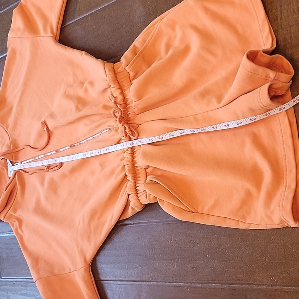 Tresor Cache Boutique Orange Hooded Zip-Up Longsleeve Romper Shorts - Picture 7 of 13